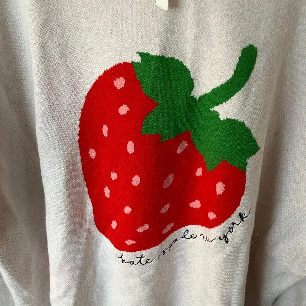 Kate Spade x Target: Cream Sweater Hoodie- Strawberry Design- XXL - Picture 12 of 13
